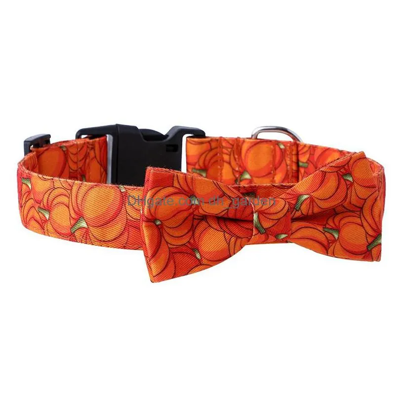 halloween pet collars fashion printing bowknot detachable spider pumpkin dog collar s/m/l carnival party decoration