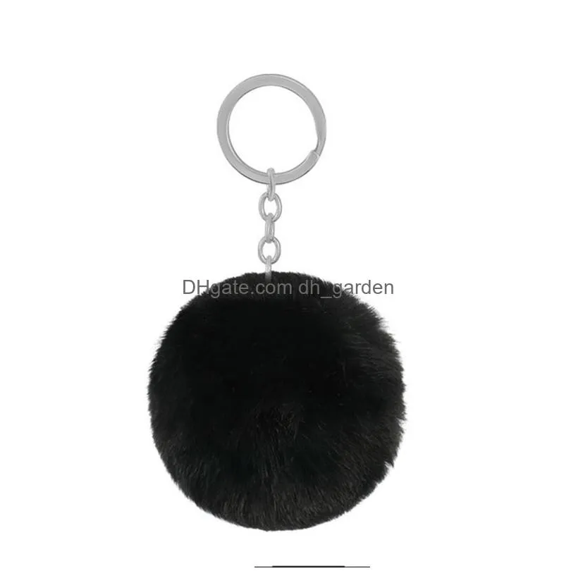 fashion plush ball keychain pendant imitation rabbit fur round soft luggage decoration key chain creative gift keyring