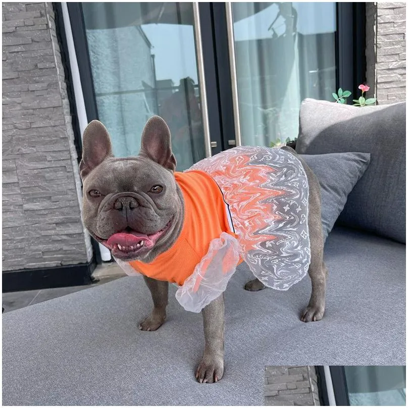designer dog dresses old flower dog apparel letter l pattern soft pet vest cooling puupy dress skirt for small dogs cats ps1761
