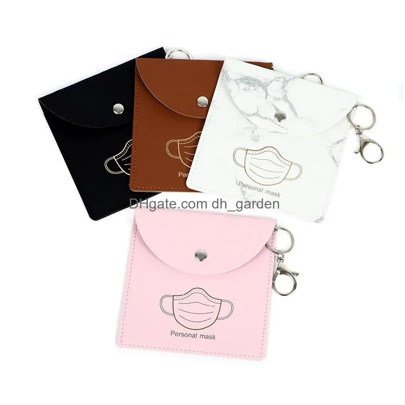 portable mask storage bag keychain reusable outdoor dust masks bags keyring pendant fashion pu leather car key chain