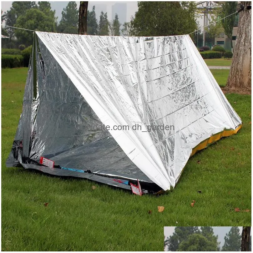 outdoor emergency tent party favor sun protection warm camping tent pe aluminium coating shelters tents camp hike pads