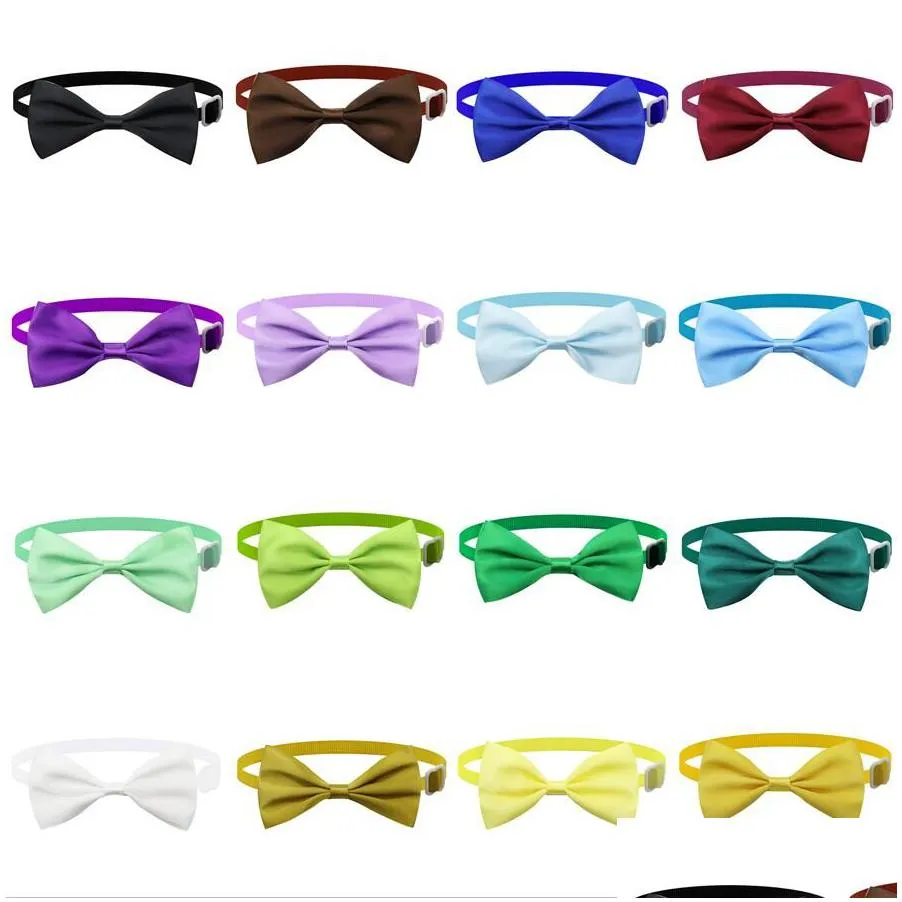 pure dog bow tie dog grooming clothes dogs necklace collar puppy bright color pet bow mix color ps1839