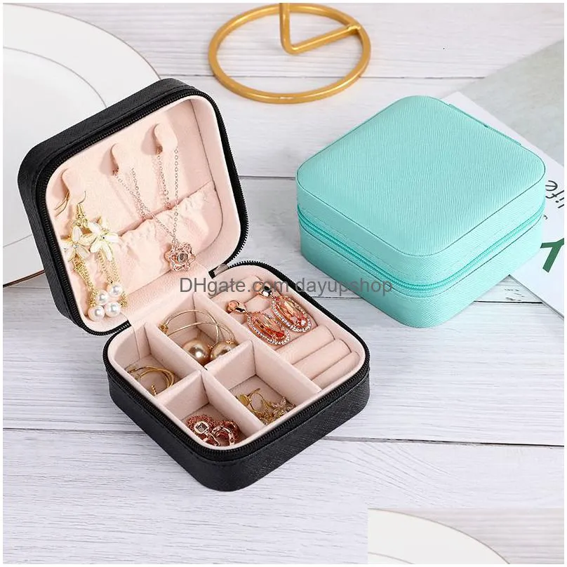 jewelry boxes double layer pu leather jewellery storage earring box display case organizer packaging for women travel 230808