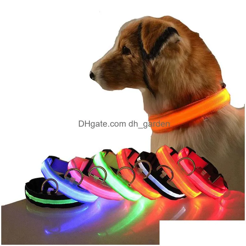 s/m/l luminous pet collars night safety flashing glow dog leash led fluorescent collar pet supplies