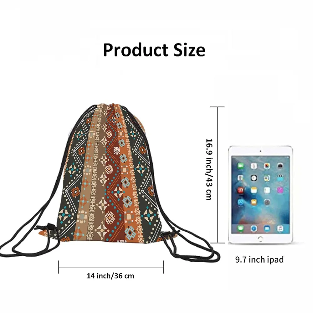 colorful boho floral drawstring bags backpack bag bohemian style tribal art batik seamless pattern sport gym sack drawstring bag string bag yoga bag for men women