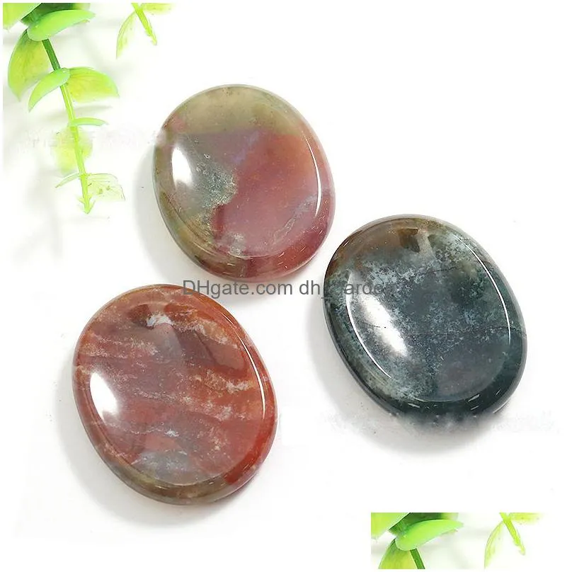 natural stone thumb crystal massage stone party favor energy yoga healing gem craft gift 45x35mm
