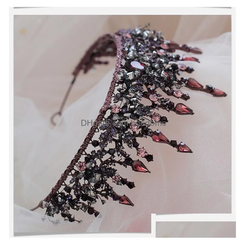 wedding hair jewelry vintage baroque headbands purple crystal tiaras crowns bride noiva headpieces bridal party crown 220831