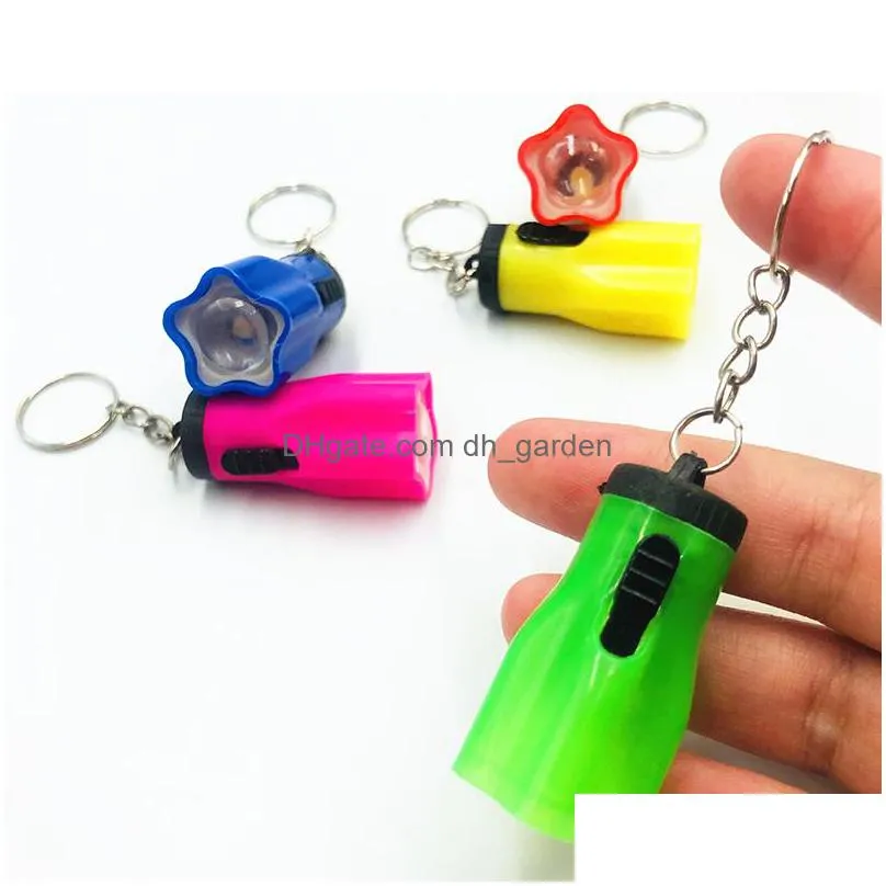 flashlight keychain pendant creative plum blossom led flashlight key chain strong light keyring mixed color