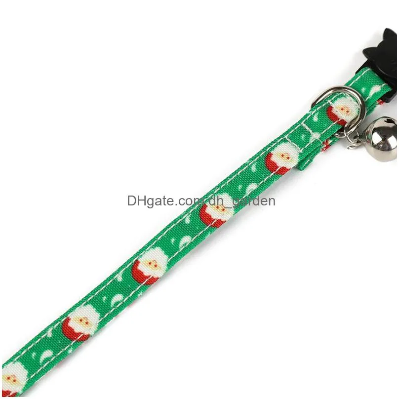 christmas cat collars adjustable cartoon print pet collar with bell party decoration supplies