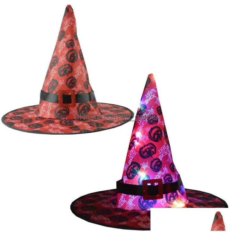 led halloween hat hangable glowing witch hats festive party decoration cap