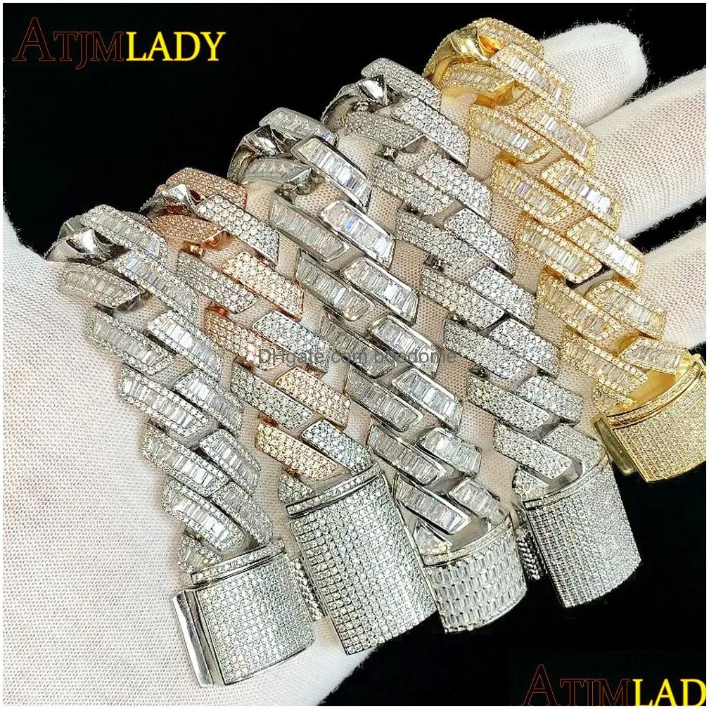 charm bracelets wholesale iced out sparking fashion cz prong  cuban bracelet micro paved 5a cubic zircon bling men hip hop jewelry