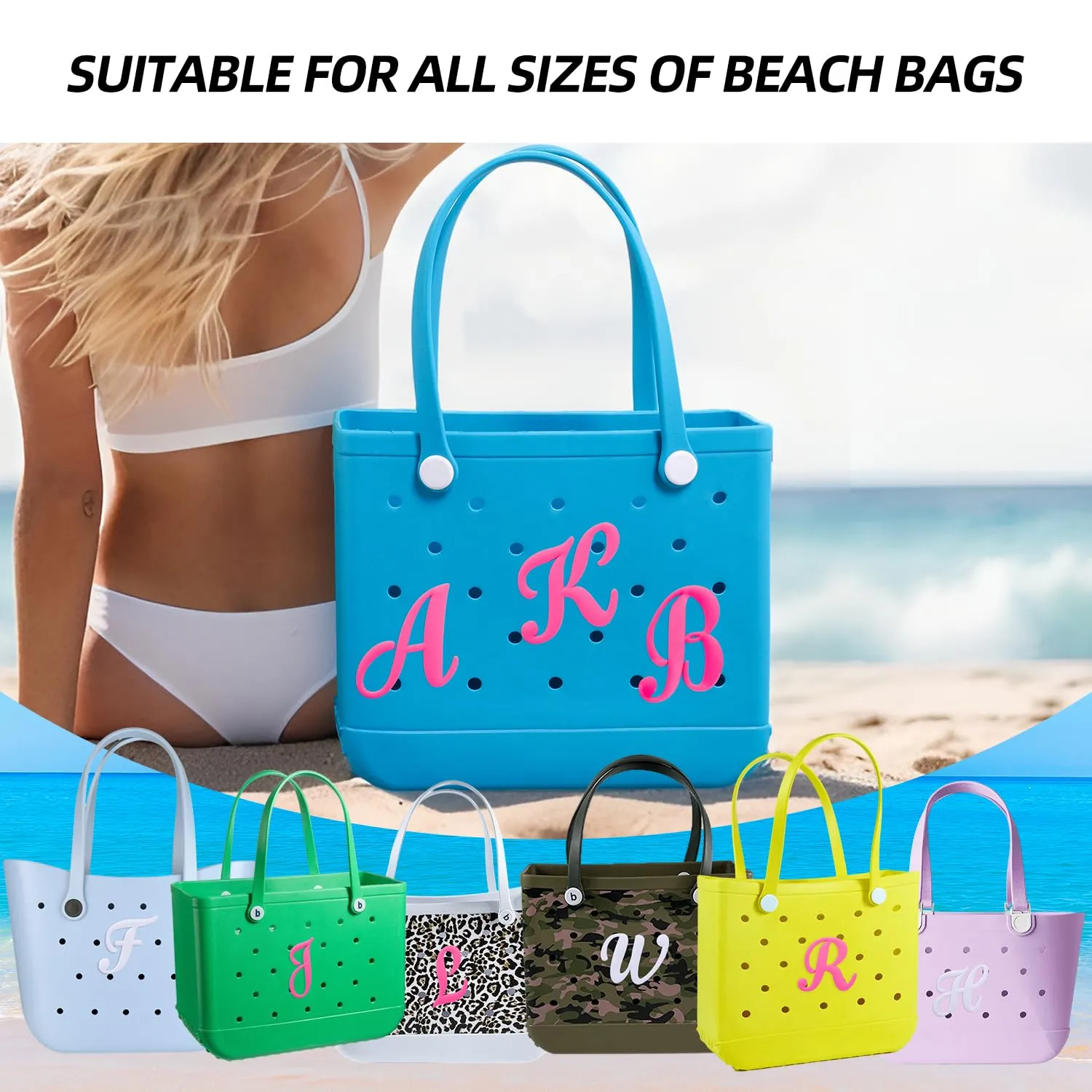 charms for bogg bag letters rubber beach bag accessories for tote bags bogg bag with alphabet letters