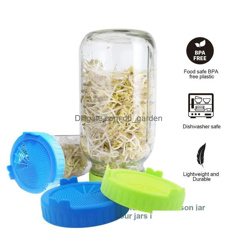 mason jar sprouting cover garden supplies food grade plastic mesh sprout covers kit vegetable seed growing 86mm