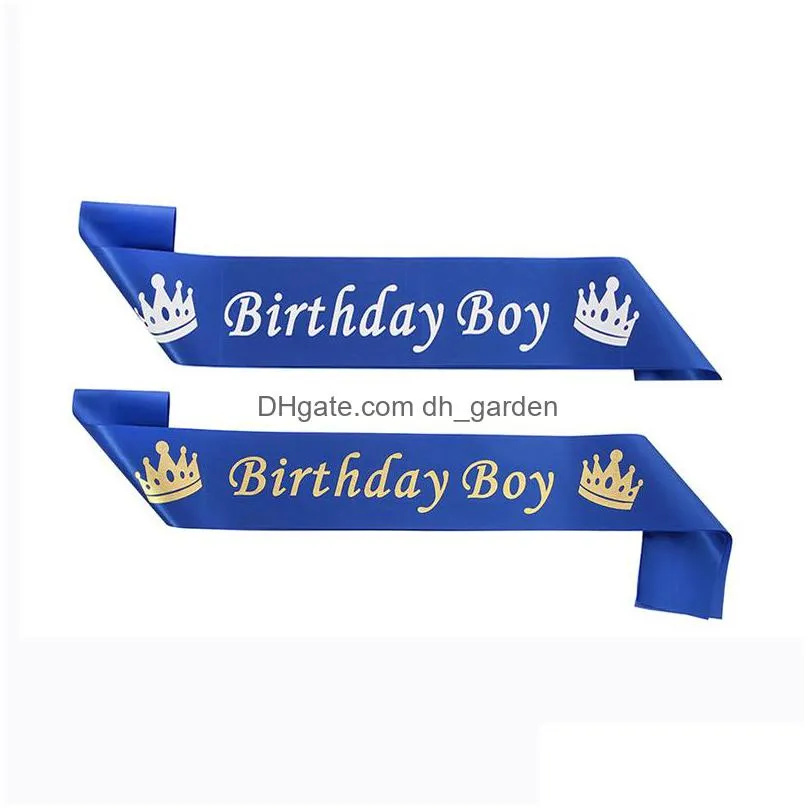 4 styles birthday boy party decoration etiquette belt fashion blue starry sky crown shoulder strap