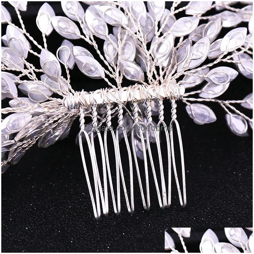 wedding hair jewelry luxury handmade double combs bridal headbands tiara accessories floral crystal comb band 220831