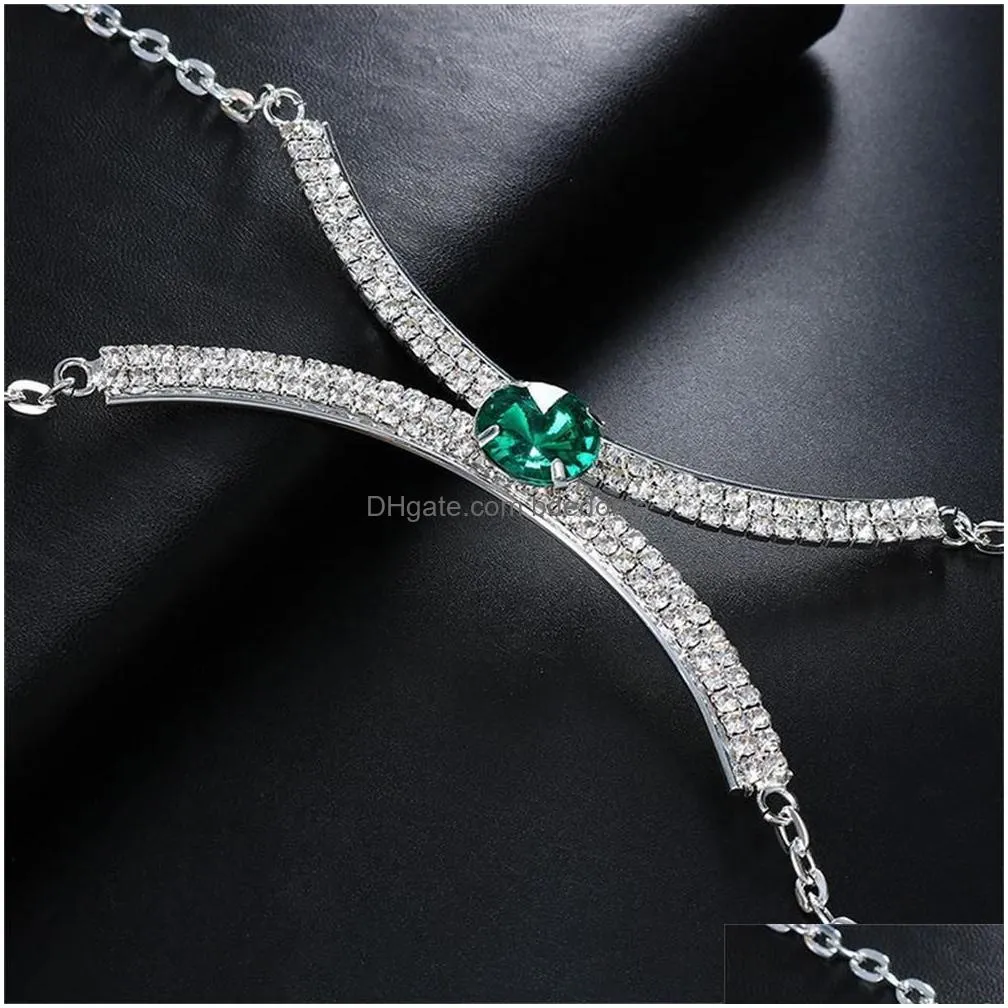 other fashion green gem chest bracket bras chain body jewelry for women body chain bra harness lingerie festival gift 221008