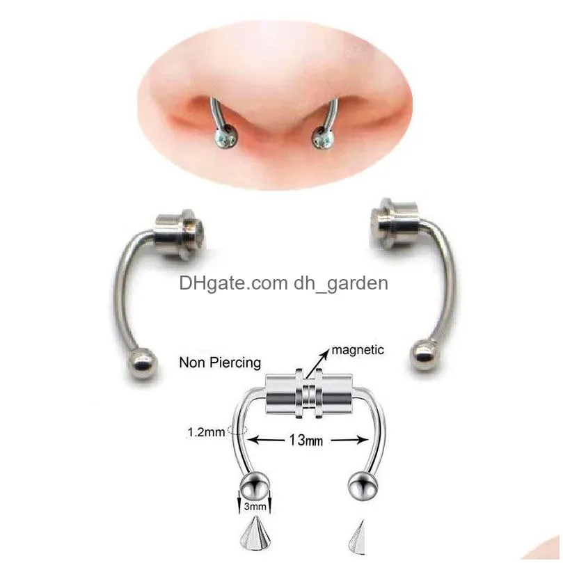 stainless steel nose ring party favor fake piercing magnetic nose rings men and qomen fashion jewelry