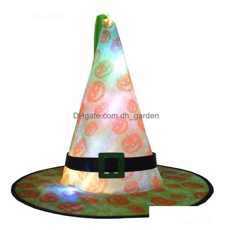 led halloween hat hangable glowing witch hats festive party decoration cap