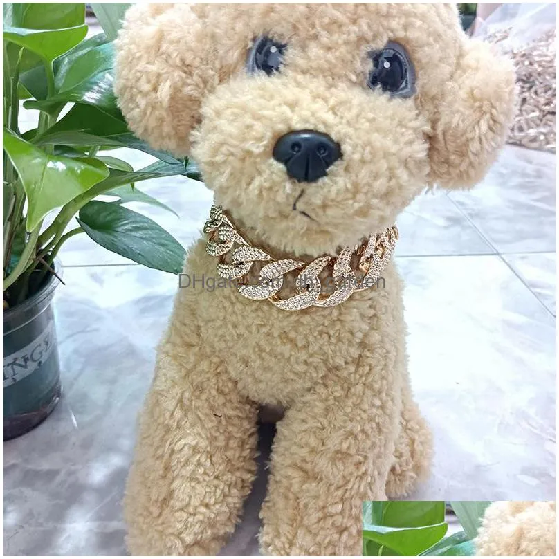 fashion pet necklace gold chains diamond dog collar pet jewelry accessories
