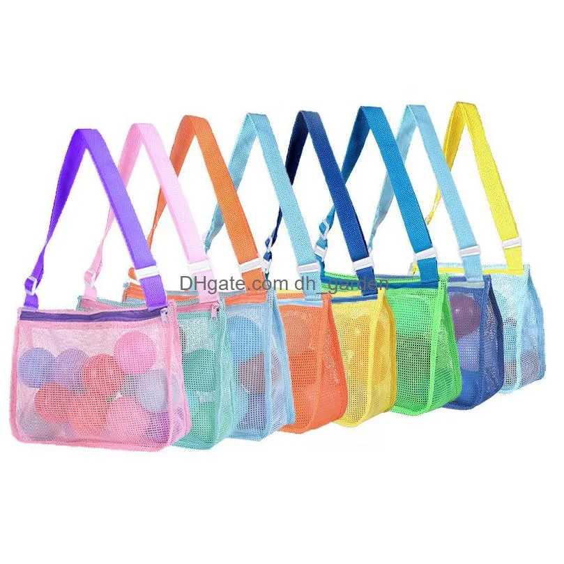 8 colors shell storage bags children`s beach bag seaside toy portable mesh bag