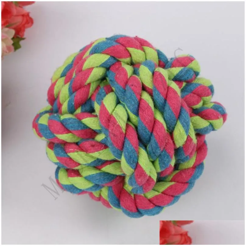 colorful pet cotton chew knot rope ball 5cm 7cm 8cm pet dog toys interactive durable ball shaped pet dog cotton braided toy