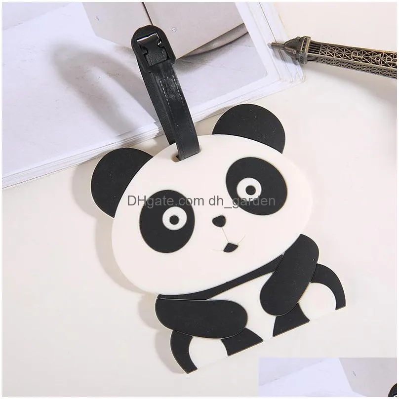 creative pvc panda luggage tag keychain party favor portable cartoon travel label keyring