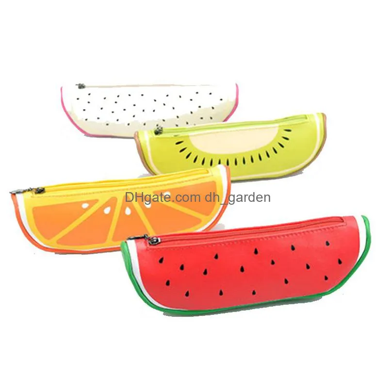fashion fruit style pencil case for girls novelty leather storage bag creativity stationery office school supplies