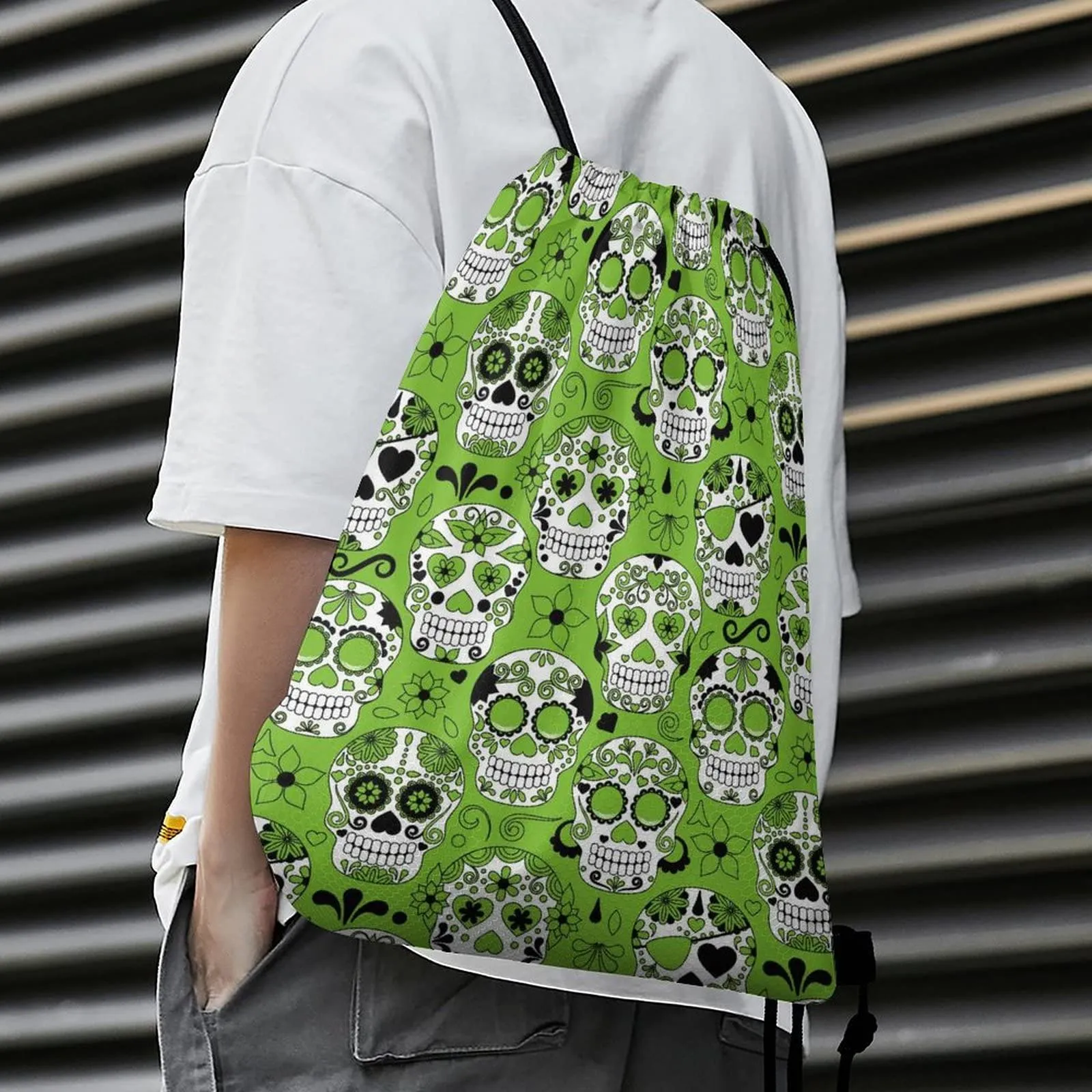 day of the dead sugar skull drawstring backpack durable cinch bag string bags sackpack for gym shopping sport yoga