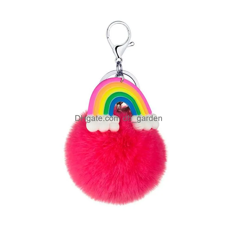 plush keychains pvc cloud rainbow keychain women`s bag decoration pendant fashion accessories key ring