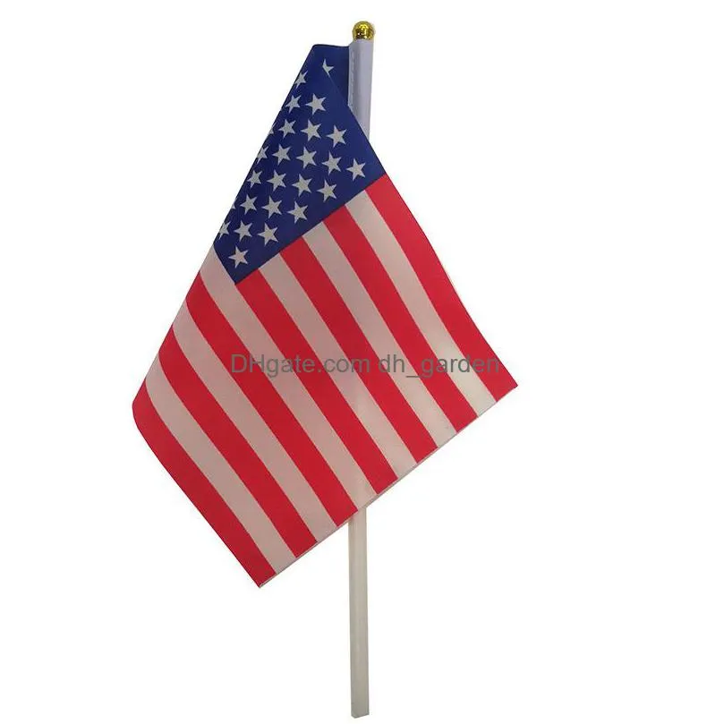 14x21cm american flag polyester festive usa independence day us garden flags banner with flagpole