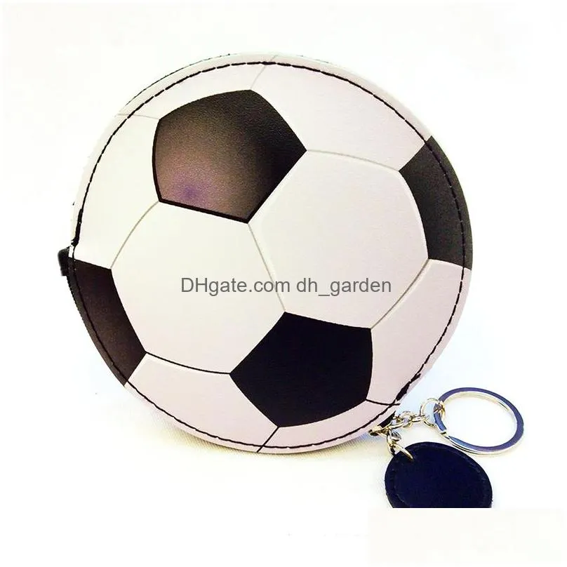 creative sports ball wallet keychain football basketball cartoon children`s coin purse pu pocket change money bag key card holder