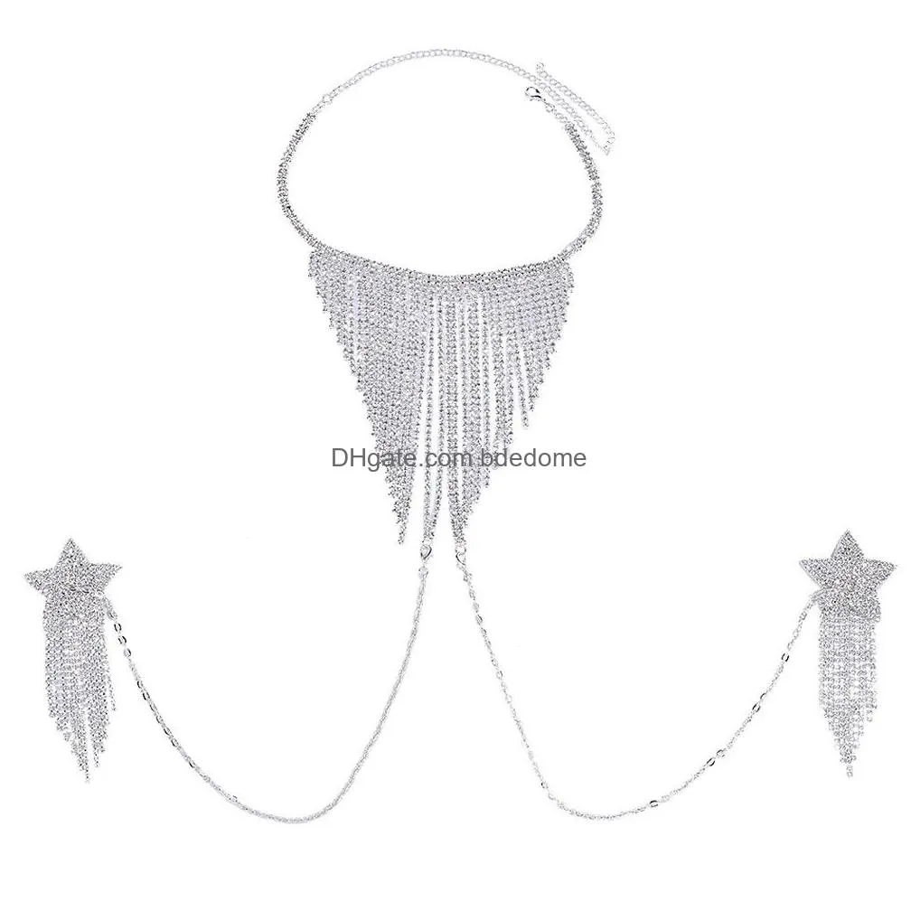 other stonefans tassel star chest stickers necklace women festival rave outfit crystal body chain nipple jewelry reusable 221008