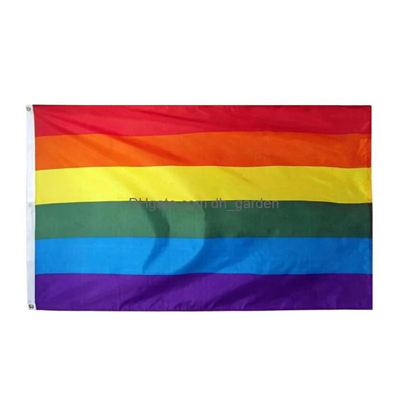 90*150cm rainbow flag double line crimping same sex flags square banner household garden products