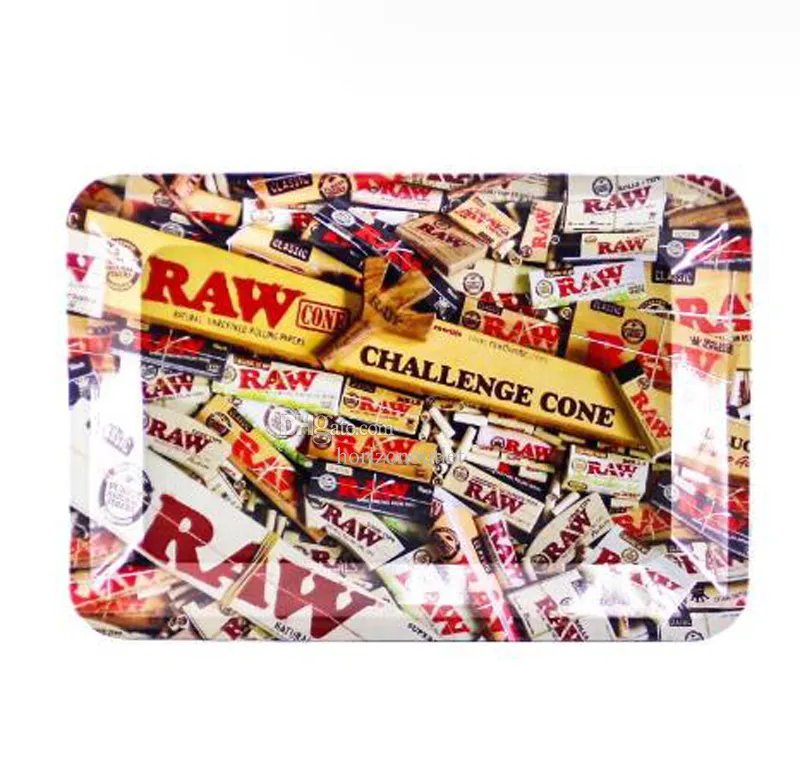 180*125mm 20 Styles Raw Backwoods Cartoon Rolling Tray Metal Cigarette Smoking Small Trays Dry Herb Tobacco Plate Case Storage Mini Machine Tool Gift New