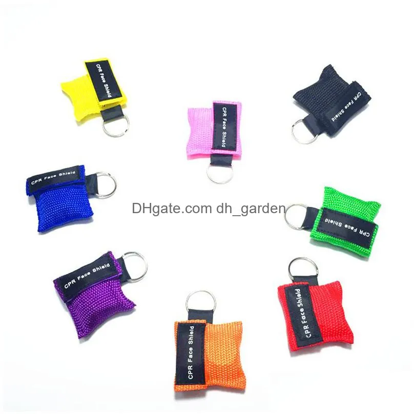 8 colors cpr resuscitator mask keychain emergency face shield first help cpr mask for health care tools customized logo
