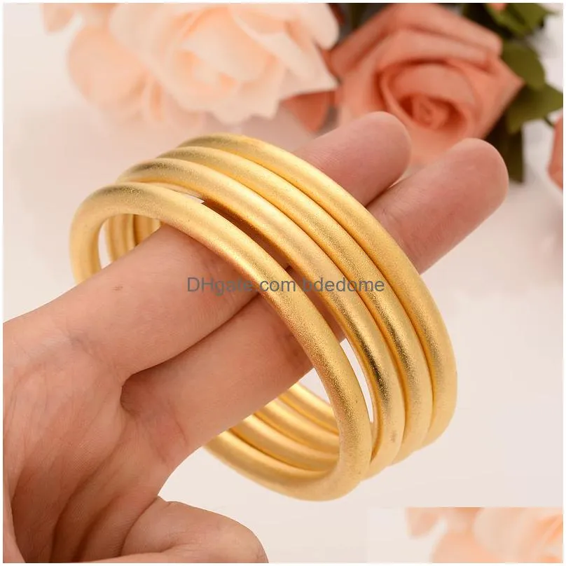 bangle 24k 65mm gold dubai bangle bracelet africa arab items 4 pieces assemble wholesale fashion dubai abrasive blasting bangle jewelry