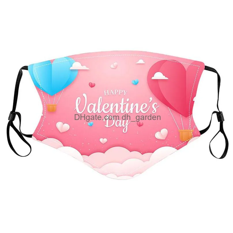 valentine`s day mask for love embrace cupid`s heart printed outdoor dust cotton spun couple reusable with masks filter