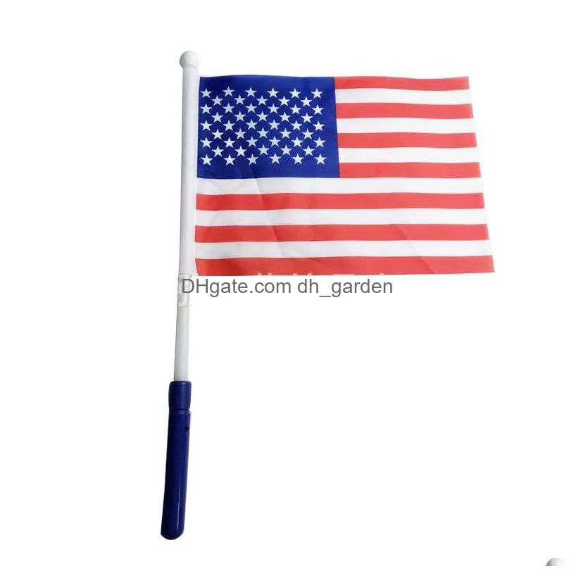 led luminous banner usa independence day mini hand waving flag plastic pole american flag