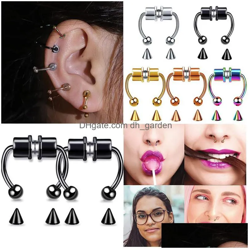 stainless steel nose ring party favor fake piercing magnetic nose rings men and qomen fashion jewelry