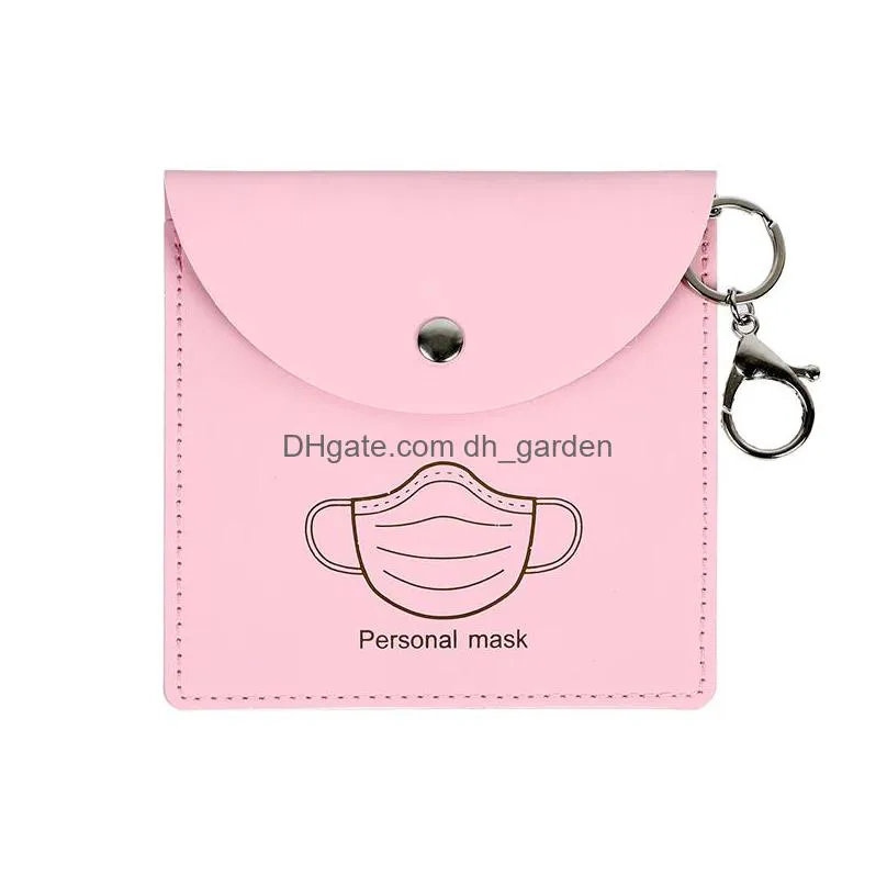 portable mask storage bag keychain reusable outdoor dust masks bags keyring pendant fashion pu leather car key chain