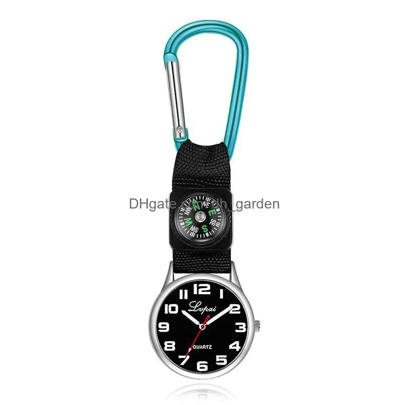 9 color pocket watch compass portable carabiner nurse quartz watches multifunctional outdoor survival tool