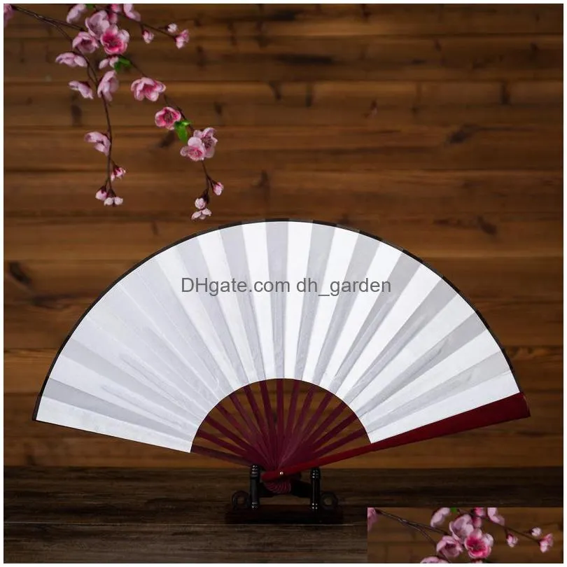 10 inch diy blank painting folding fan party favor solid color silk cloth fan show dance fans