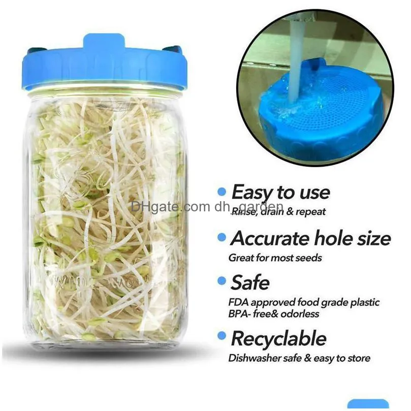 mason jar sprouting cover garden supplies food grade plastic mesh sprout covers kit vegetable seed growing 86mm