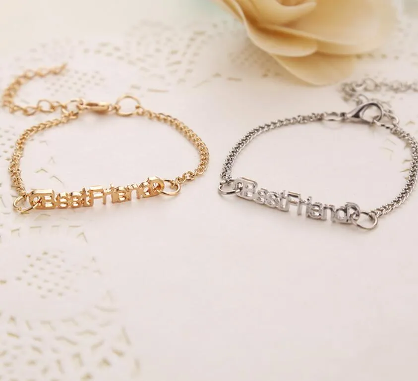 best friends bracelet fashion english letter friendship charm bracelet gold silver color girls jewelry