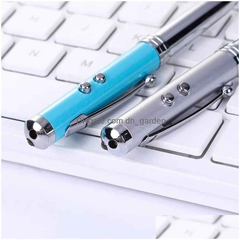 4 color multifunctional ballpoint pens creative metal laser touch screen pen led flashlight school office supplies