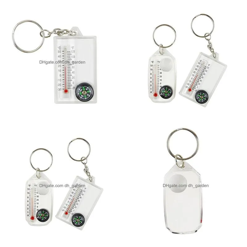 outdoor portable compass keychain thermometer compass pendant key chain keyring camping tool