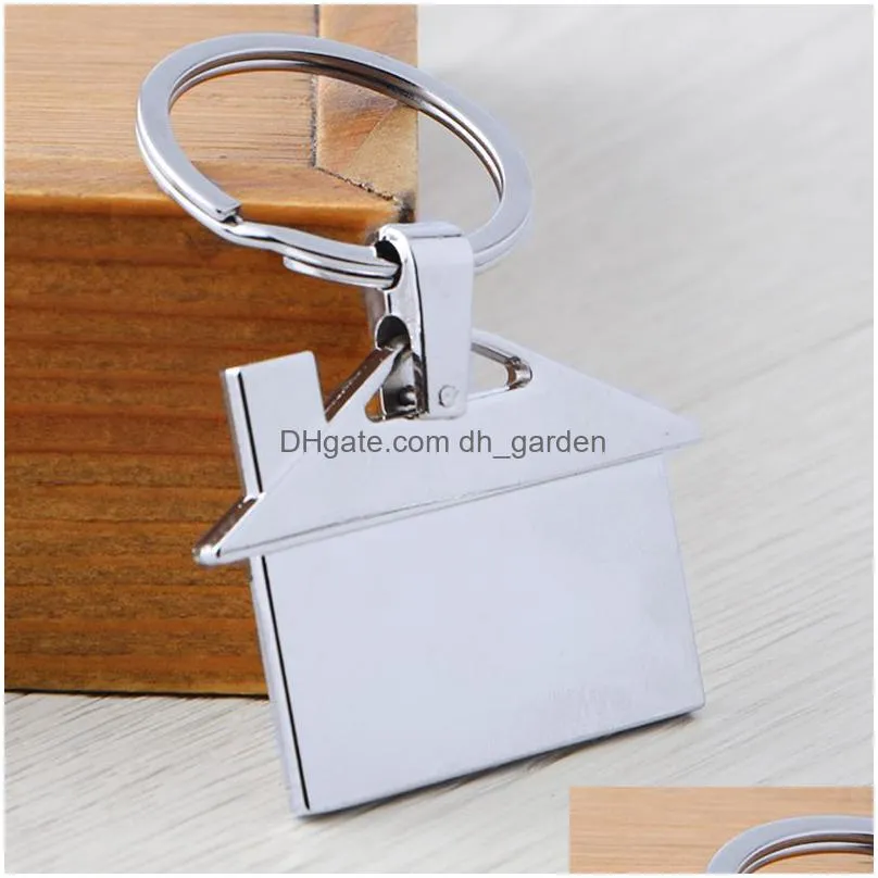 diy house keychains metal pendant keychain real estate promotion gift key chain keyring