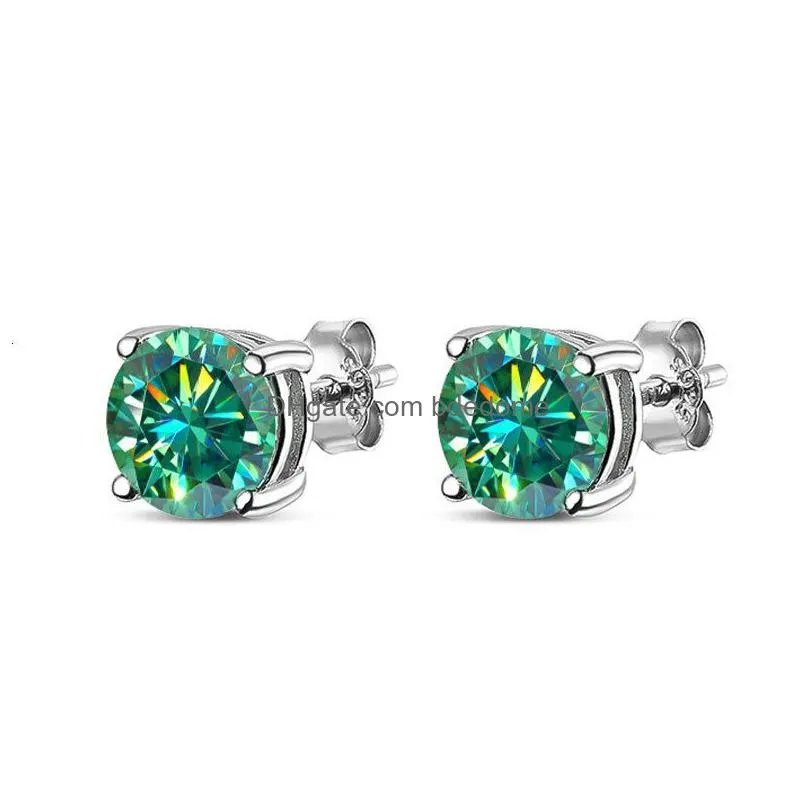 stud knobspin d color earring s925 sterling sliver plated with 18k white gold for women man sparkling fine jewelry 221119