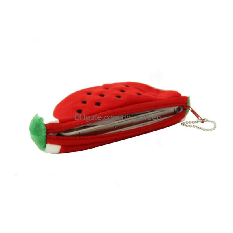 creative fruit plush coin purse cartoon children`s zipper pencil cases wallet portable storage bag keychain gift free dhl