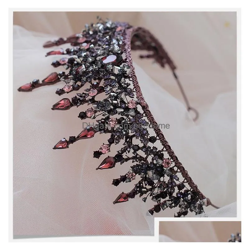 wedding hair jewelry vintage baroque headbands purple crystal tiaras crowns bride noiva headpieces bridal party crown 220831